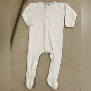 Magnolia Baby Pima Footie with pink trim